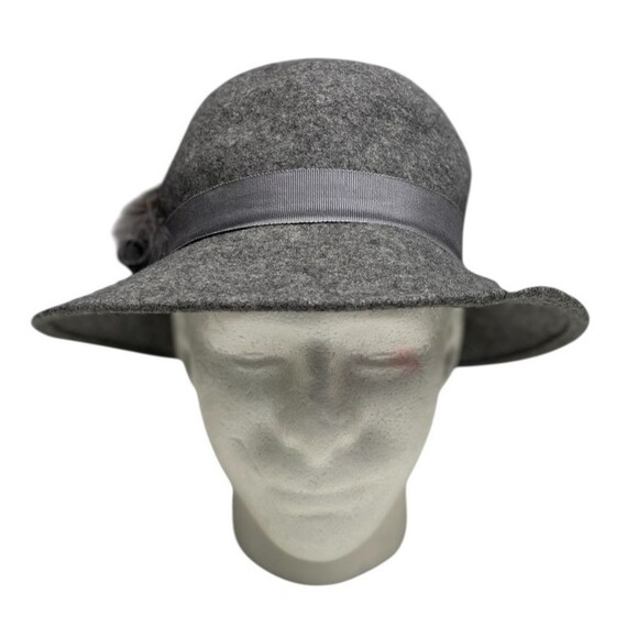 Vintage Lancaster Designer Wool Gray Fedora Hat 11" W Accessory Felt WPL 4384 - Picture 1 of 16